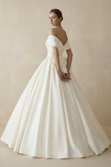 Off The Shoulder Satin Ball Gown Wedding Dress