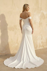 Off The Shoulder Satin Mermaid Wedding Dress